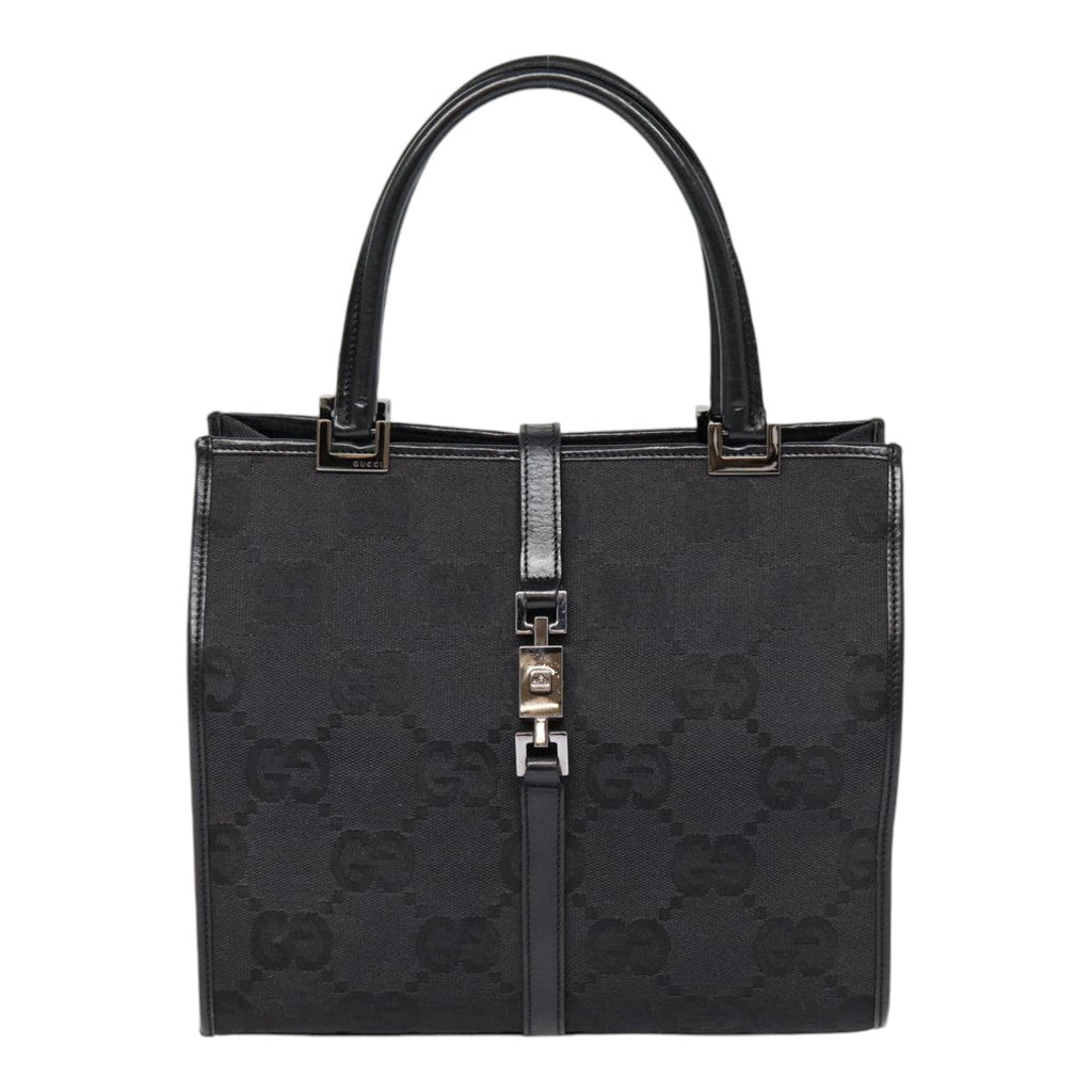 GUCCI Jackie GG Canvas Hand Bag Black Silver 002 1065 ep5371