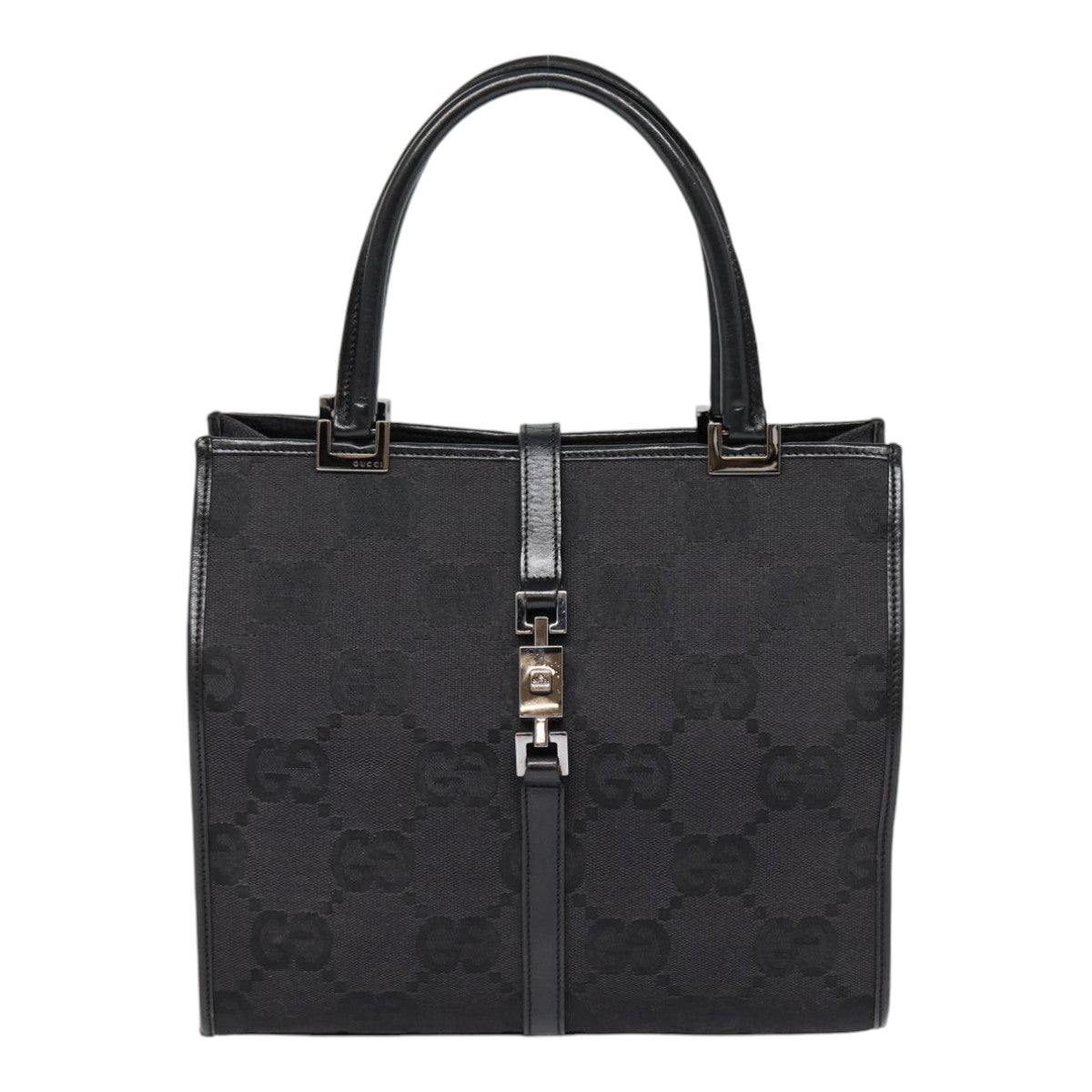 GUCCI Jackie GG Canvas Hand Bag Black Silver 002 1065 ep5371