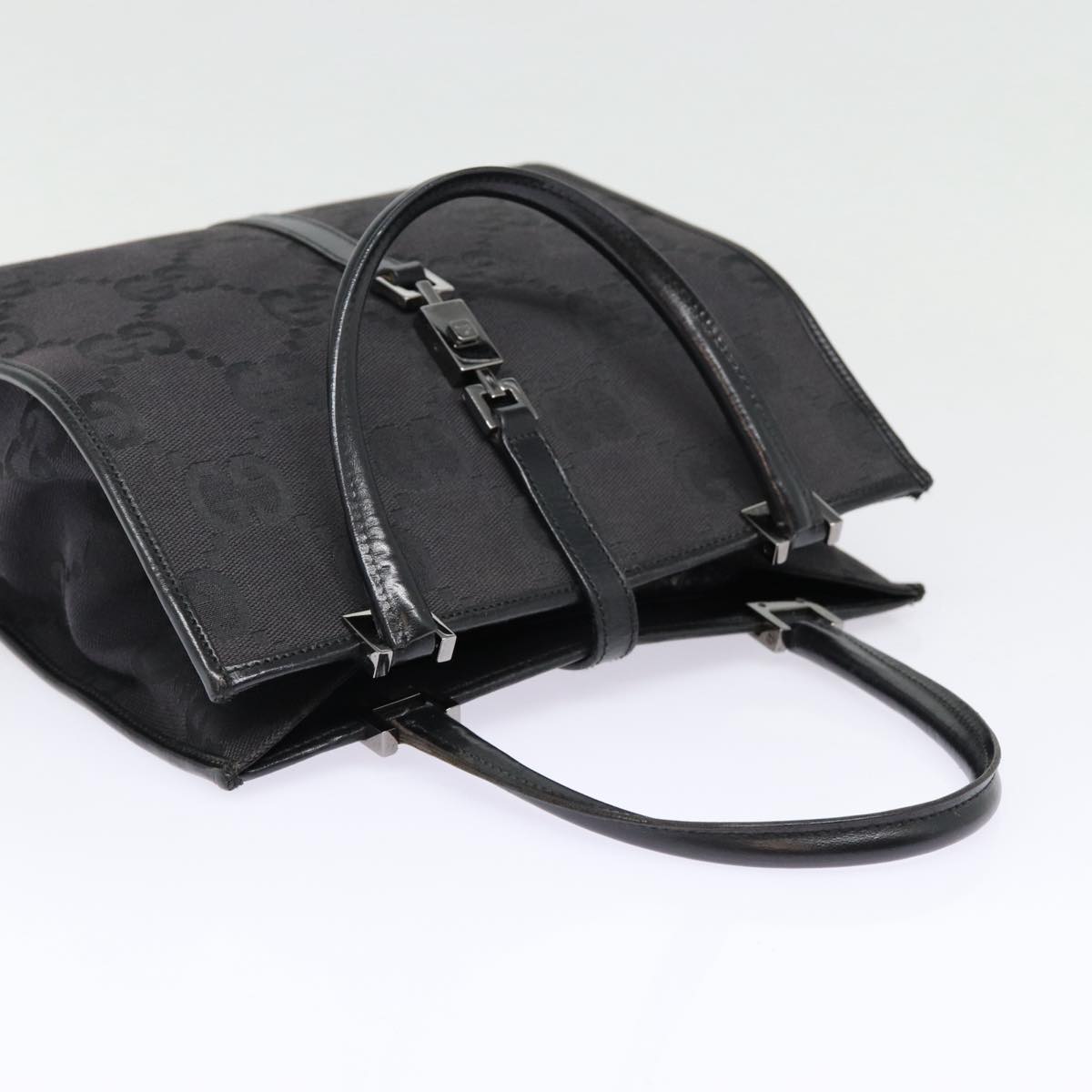 GUCCI Jackie GG Canvas Hand Bag Black Silver 002 1065 ep5371
