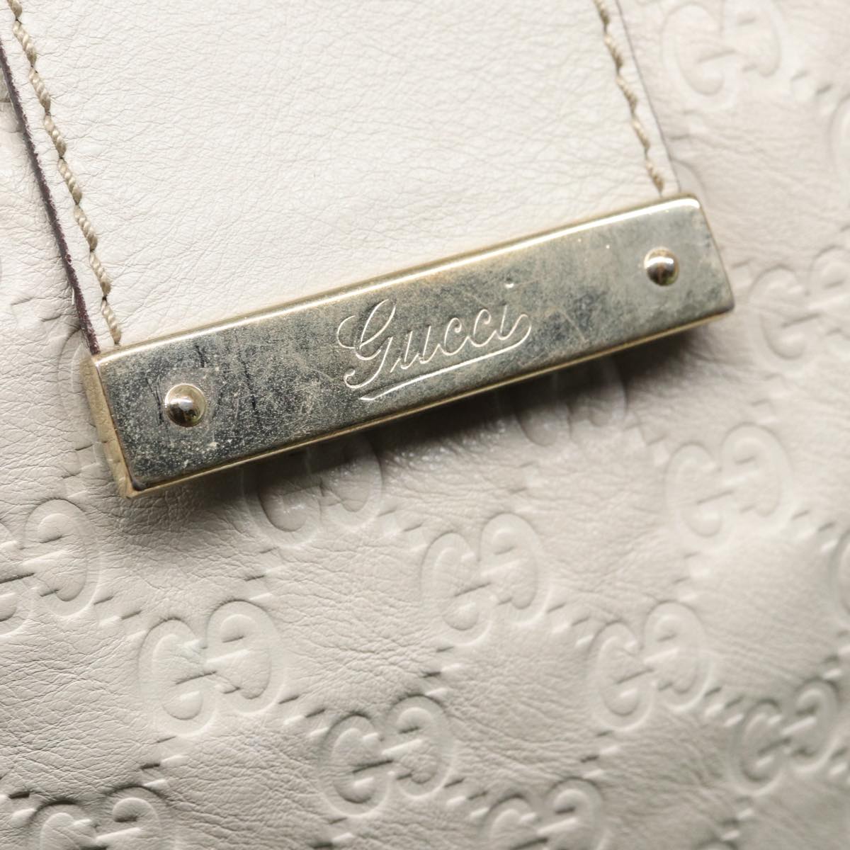 GUCCI GG Canvas Guccissima Hand Bag White Gold 211935 ep5377