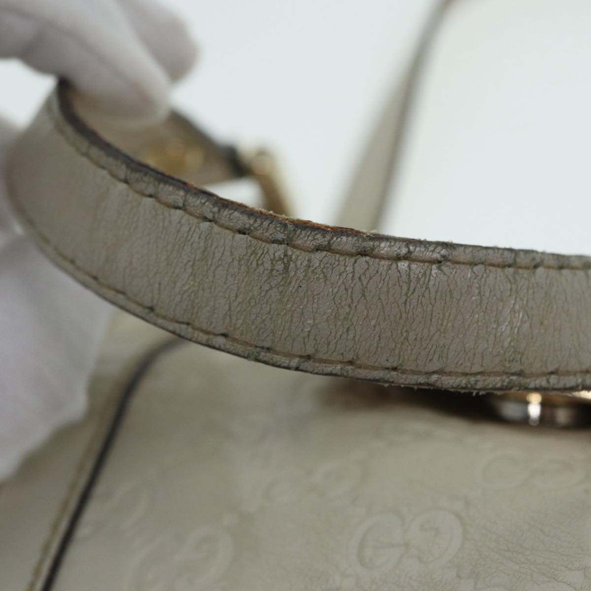 GUCCI GG Canvas Guccissima Hand Bag White Gold 211935 ep5377