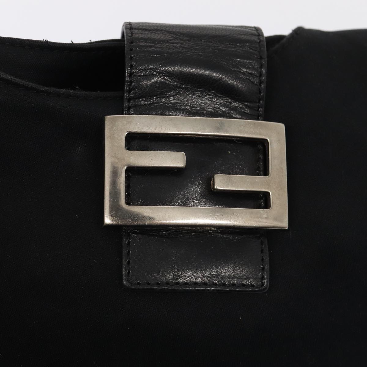 FENDI Mamma Baguette Shoulder Bag Nylon Black Silver ep5381