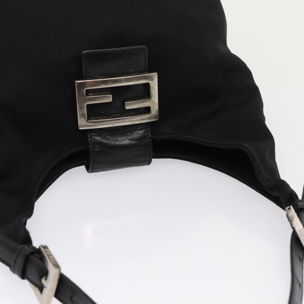FENDI Mamma Baguette Shoulder Bag Nylon Black Silver ep5381