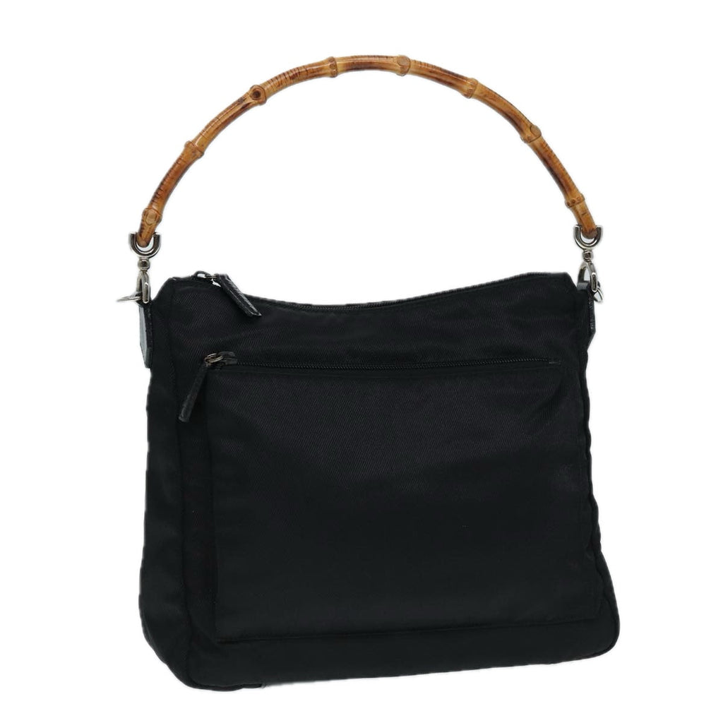 GUCCI Bamboo Hand Bag Nylon Black Silver 000 0509 ep5387