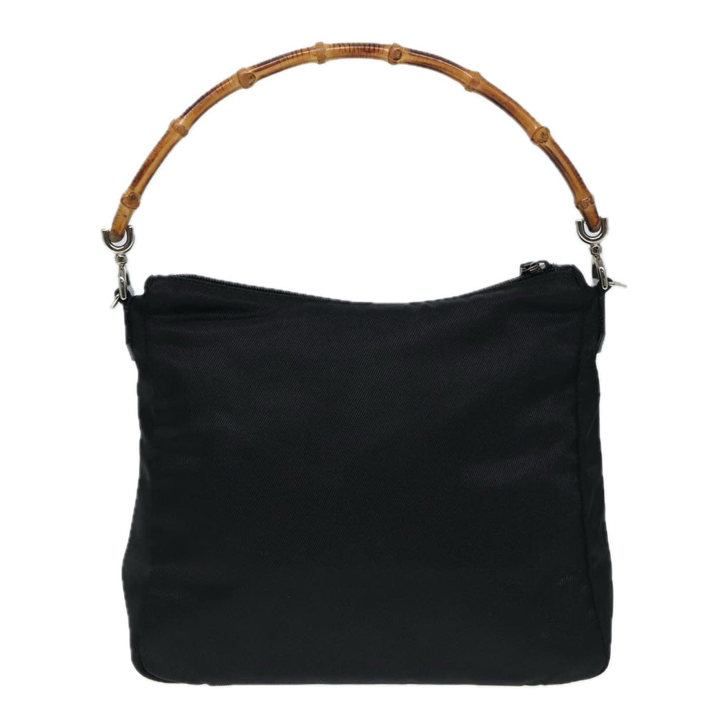 GUCCI Bamboo Hand Bag Nylon Black Silver 000 0509 ep5387