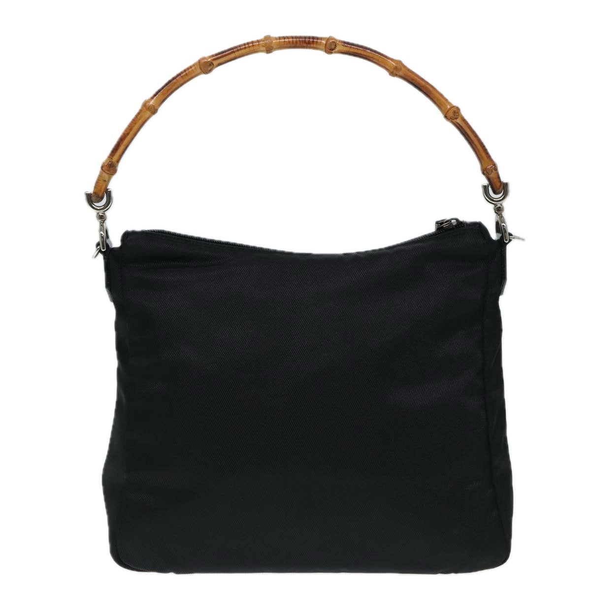 GUCCI Bamboo Hand Bag Nylon Black Silver 000 0509 ep5387
