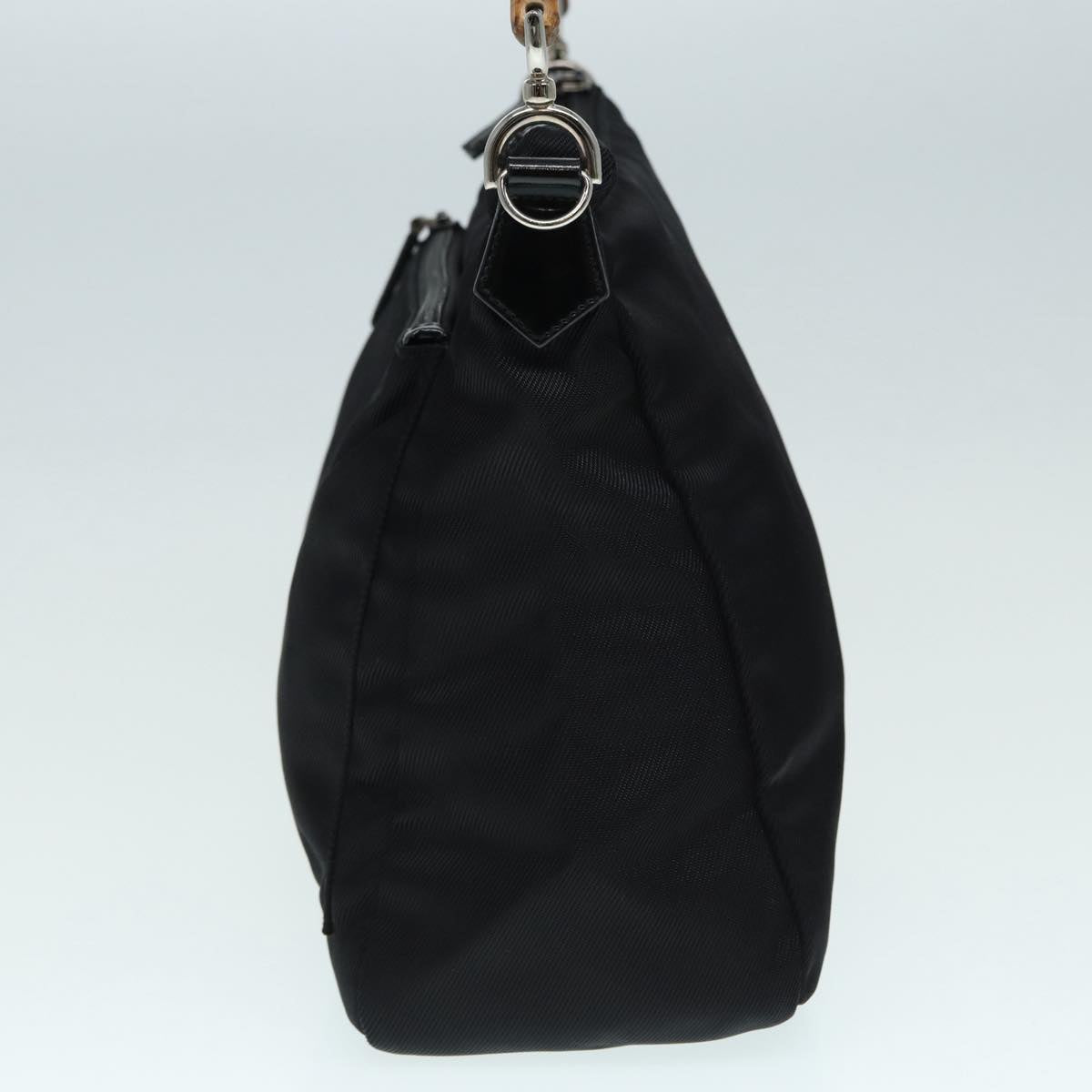 GUCCI Bamboo Hand Bag Nylon Black Silver 000 0509 ep5387