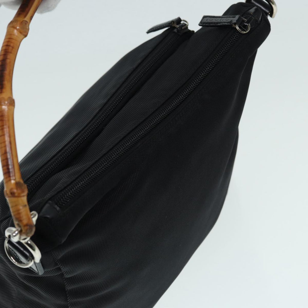 GUCCI Bamboo Hand Bag Nylon Black Silver 000 0509 ep5387