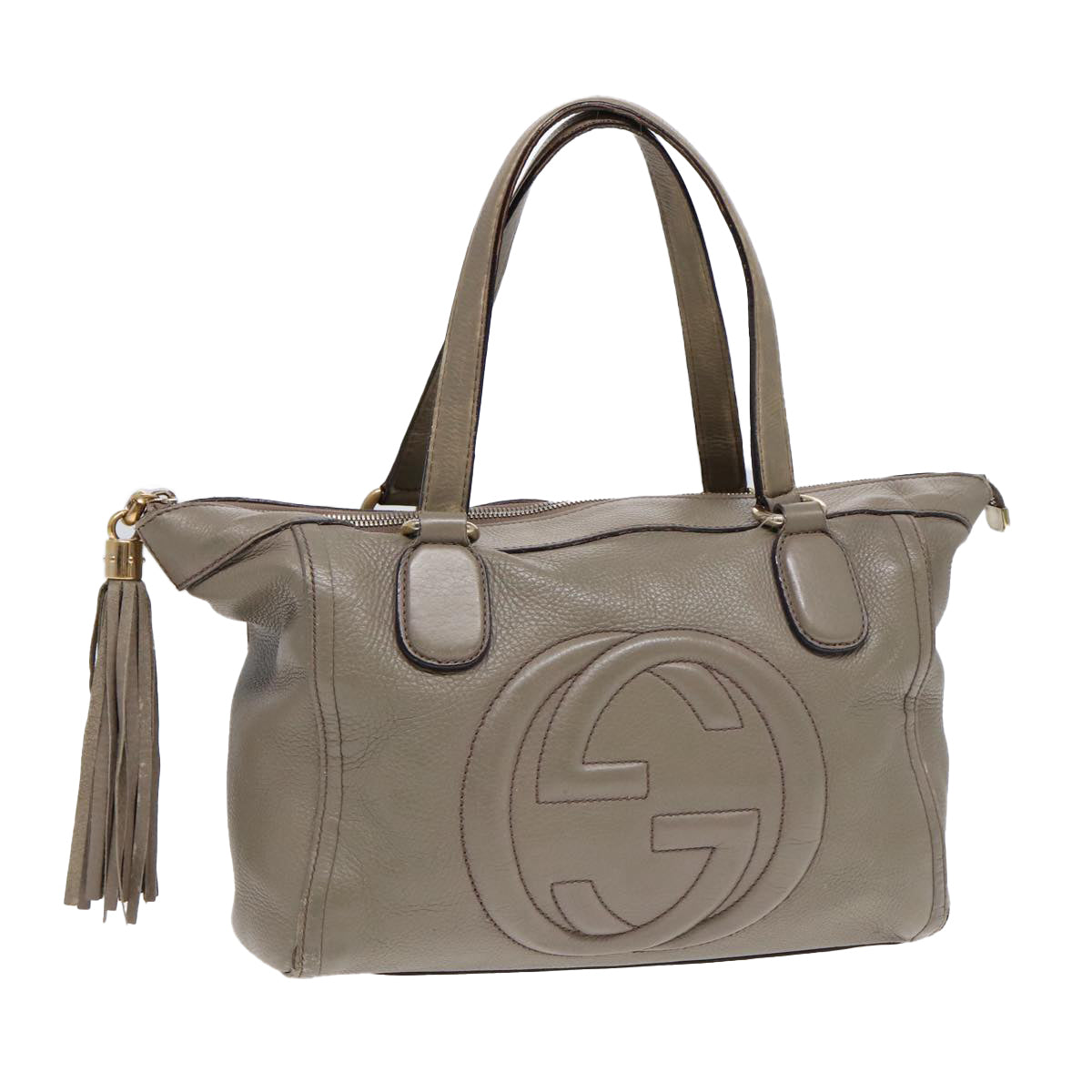 GUCCI Hand Bag Leather Gray Gold 282307 ep5392