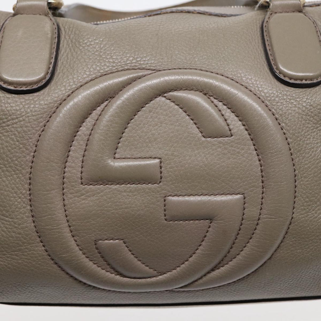 GUCCI Hand Bag Leather Gray Gold 282307 ep5392
