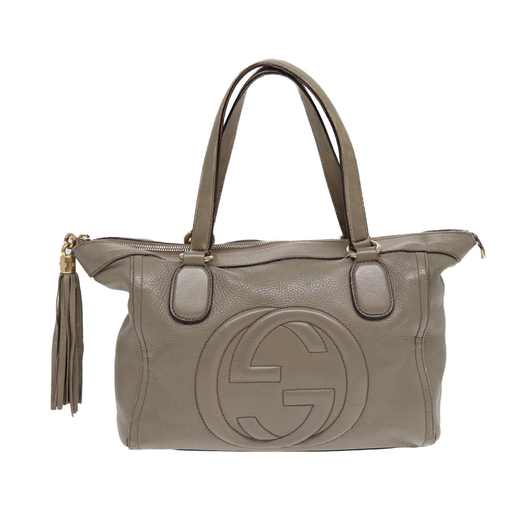 GUCCI Hand Bag Leather Gray Gold 282307 ep5392