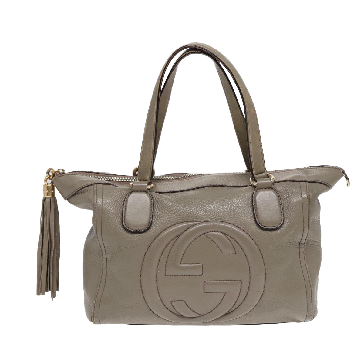GUCCI Hand Bag Leather Gray Gold 282307 ep5392