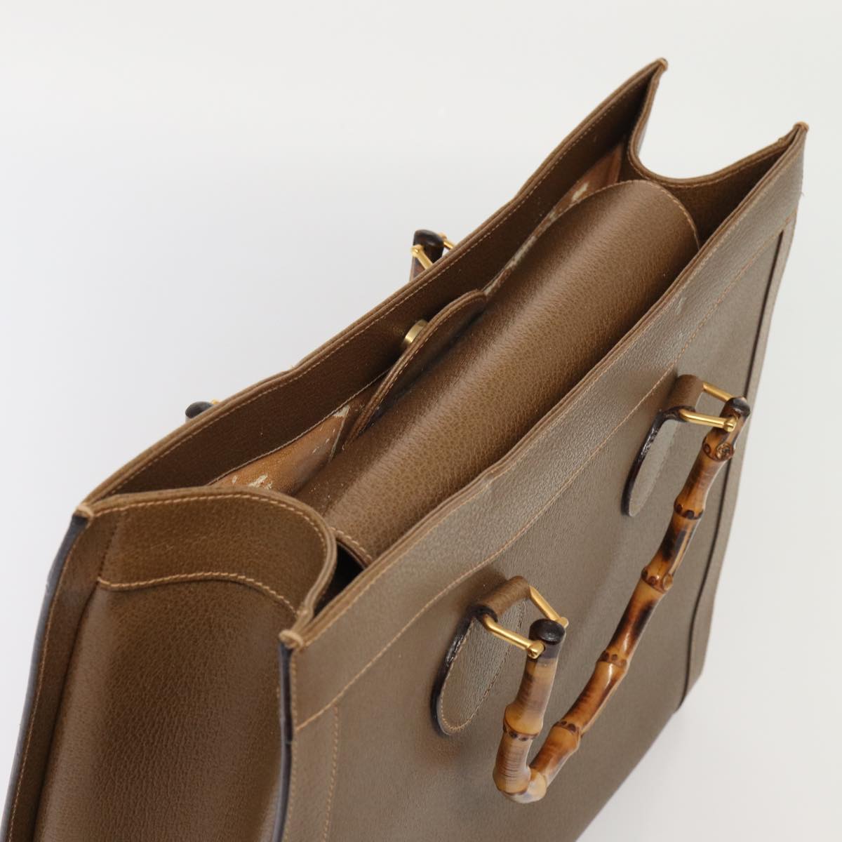 GUCCI Bamboo Hand Bag Leather Brown Gold 002 1186 0259 ep5393