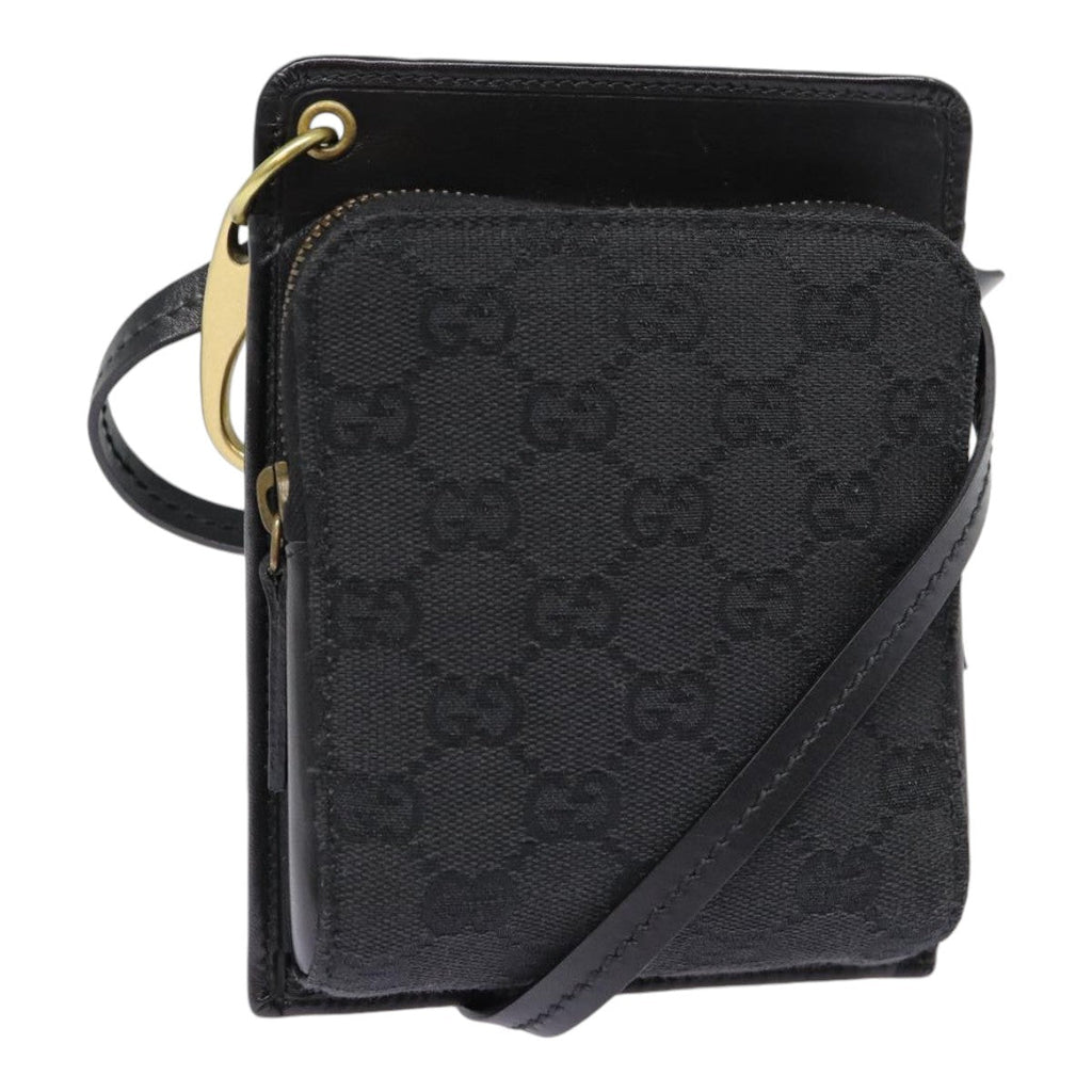 GUCCI GG Canvas Shoulder Bag Black Gold 106693 ep5394