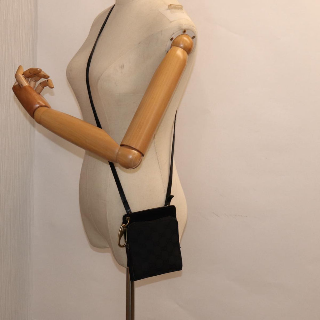 GUCCI GG Canvas Shoulder Bag Black Gold 106693 ep5394