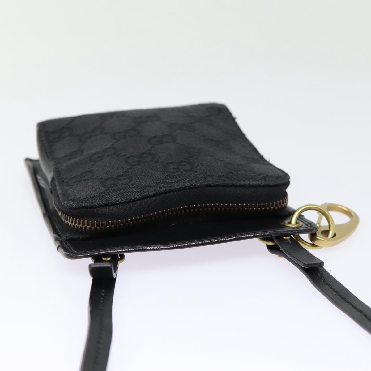 GUCCI GG Canvas Shoulder Bag Black Gold 106693 ep5394