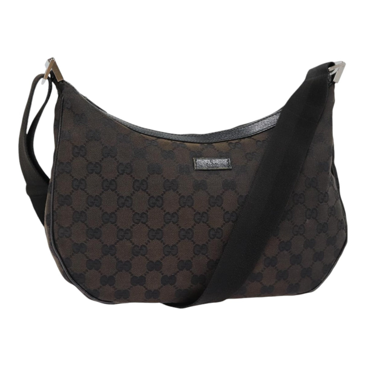 GUCCI GG Canvas Shoulder Bag Black Silver 122790 ep5395