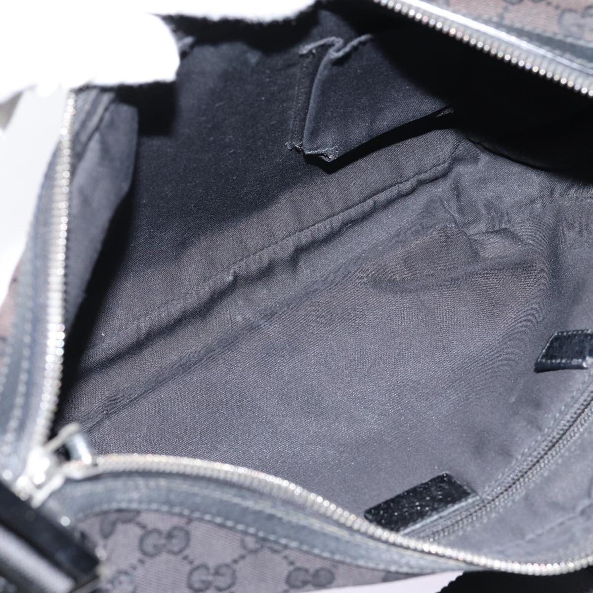 GUCCI GG Canvas Shoulder Bag Black Silver 122790 ep5395