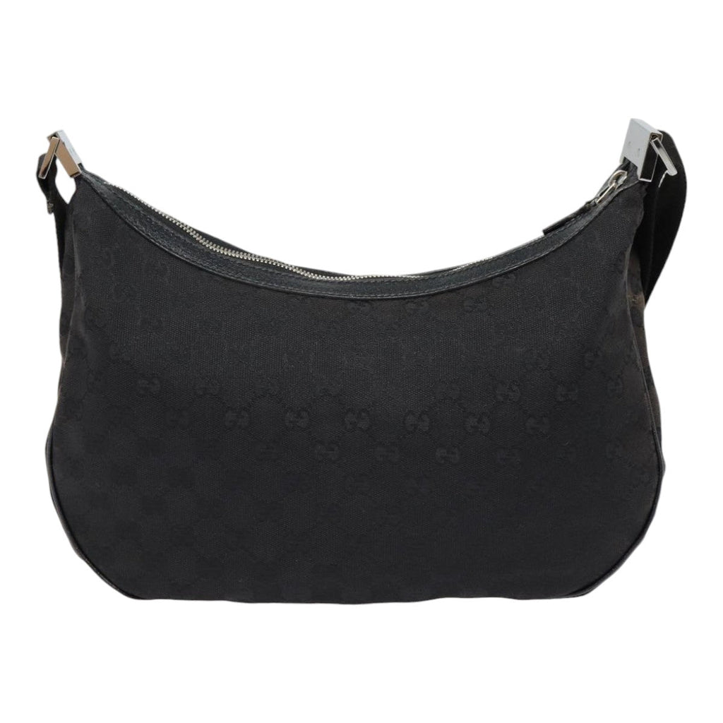 GUCCI GG Canvas Shoulder Bag Black Silver 122790 ep5395
