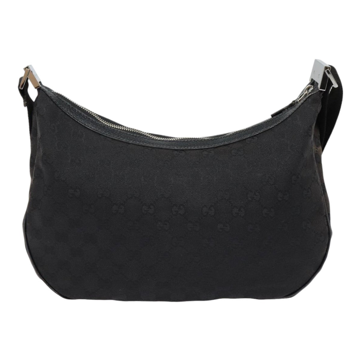 GUCCI GG Canvas Shoulder Bag Black Silver 122790 ep5395