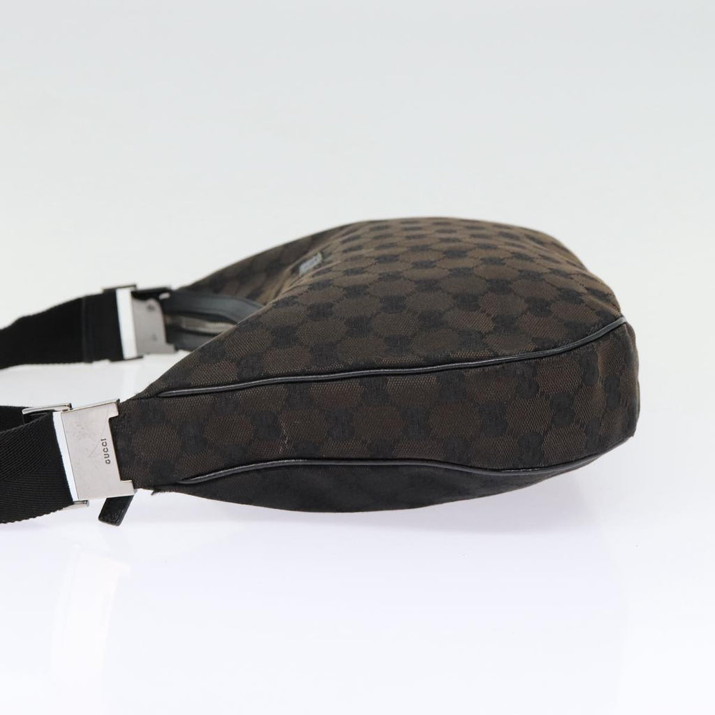 GUCCI GG Canvas Shoulder Bag Black Silver 122790 ep5395