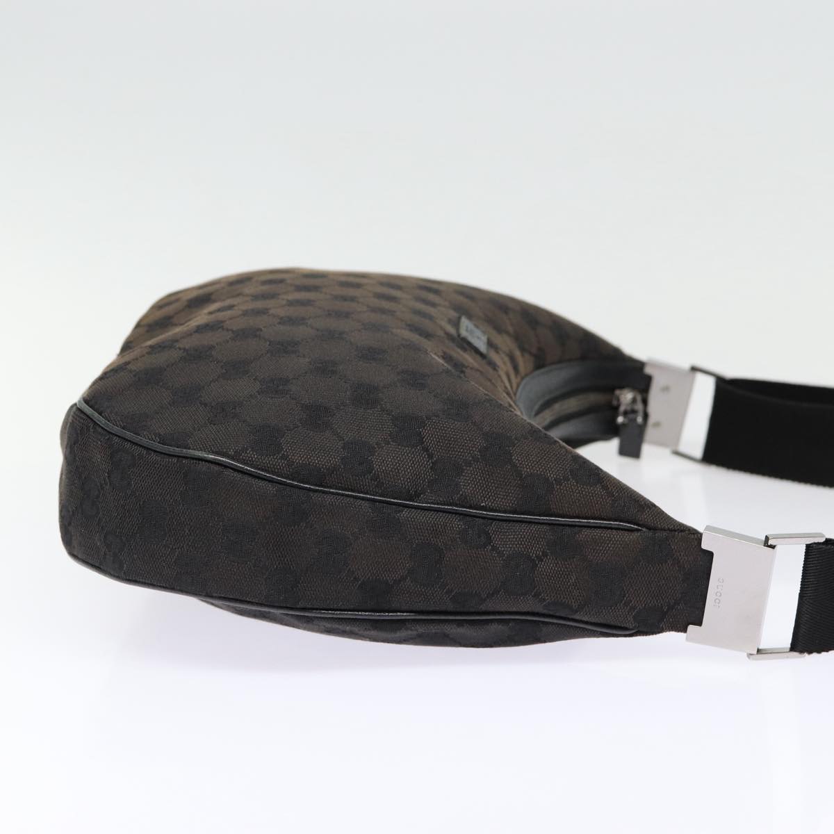 GUCCI GG Canvas Shoulder Bag Black Silver 122790 ep5395