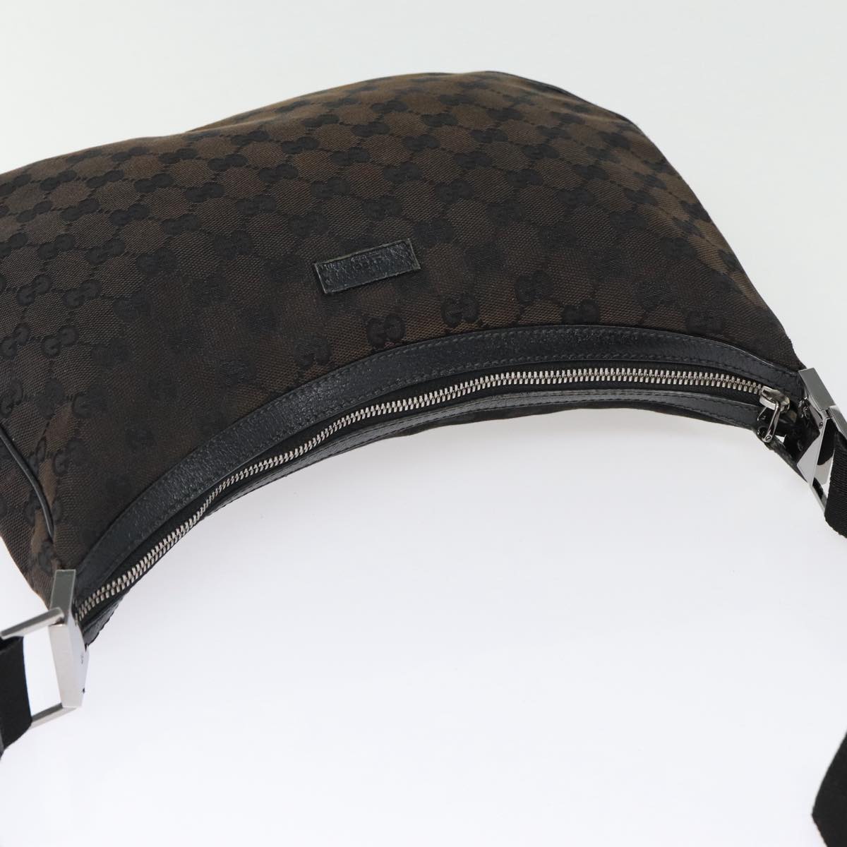 GUCCI GG Canvas Shoulder Bag Black Silver 122790 ep5395