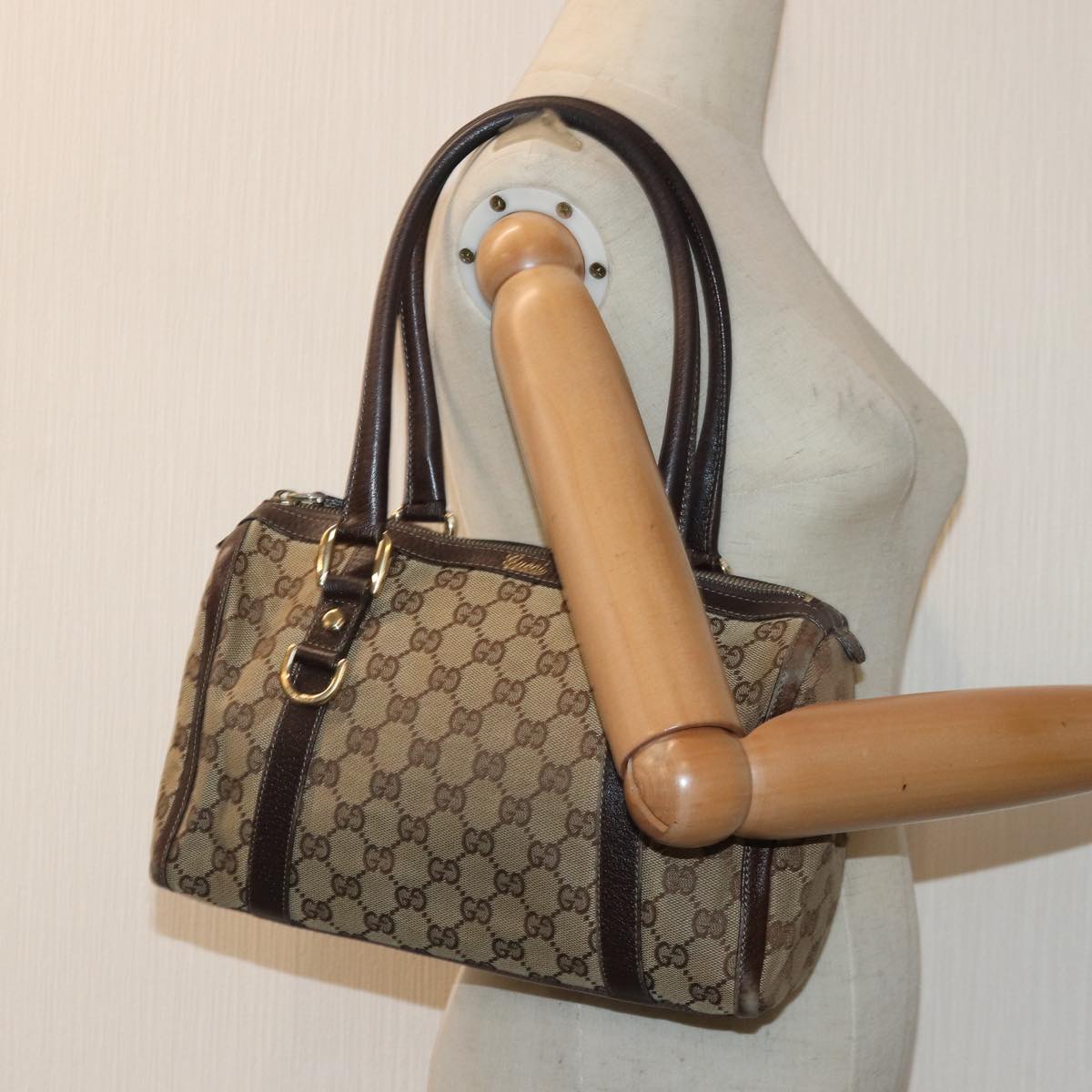 GUCCI GG Canvas Hand Bag Beige Gold 130942 ep5406