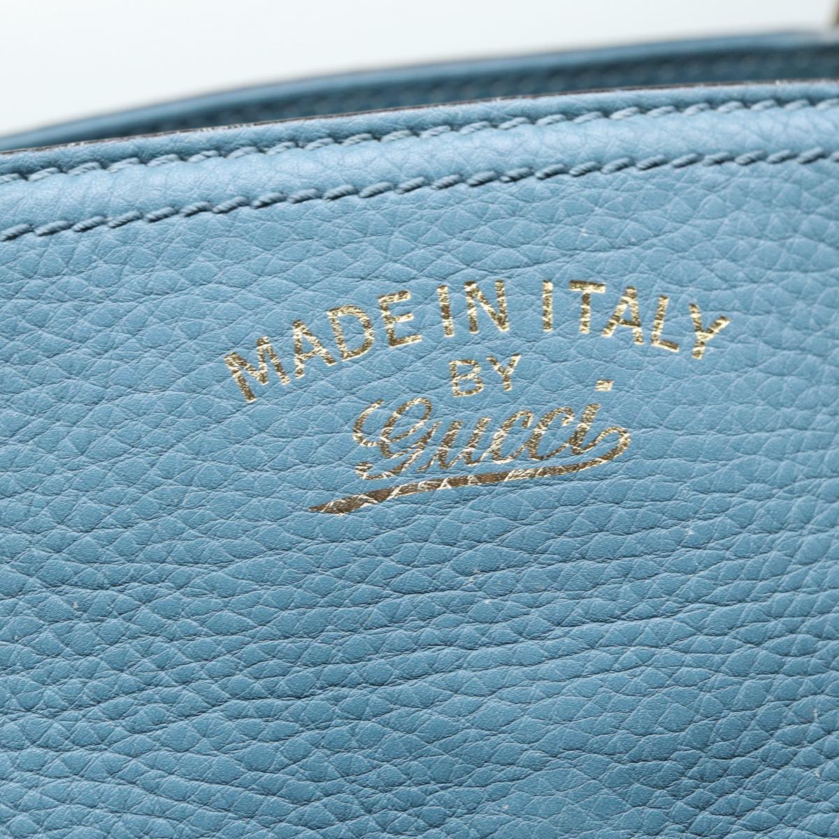 GUCCI Bamboo Hand Bag Leather 2way Blue Gold 323660 ep5409