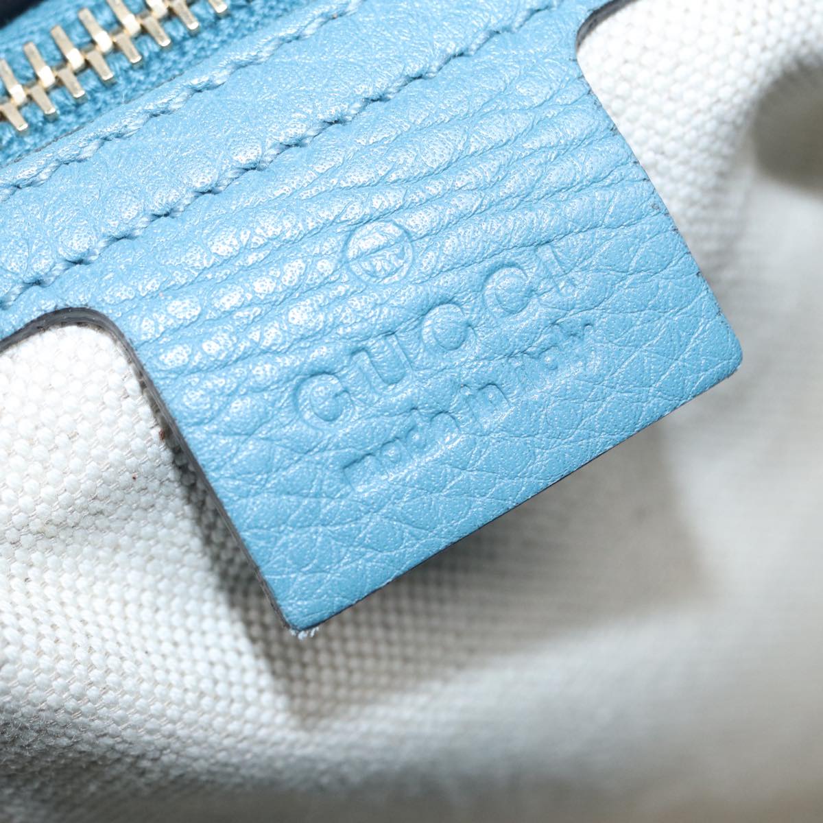 GUCCI Bamboo Hand Bag Leather 2way Blue Gold 323660 ep5409