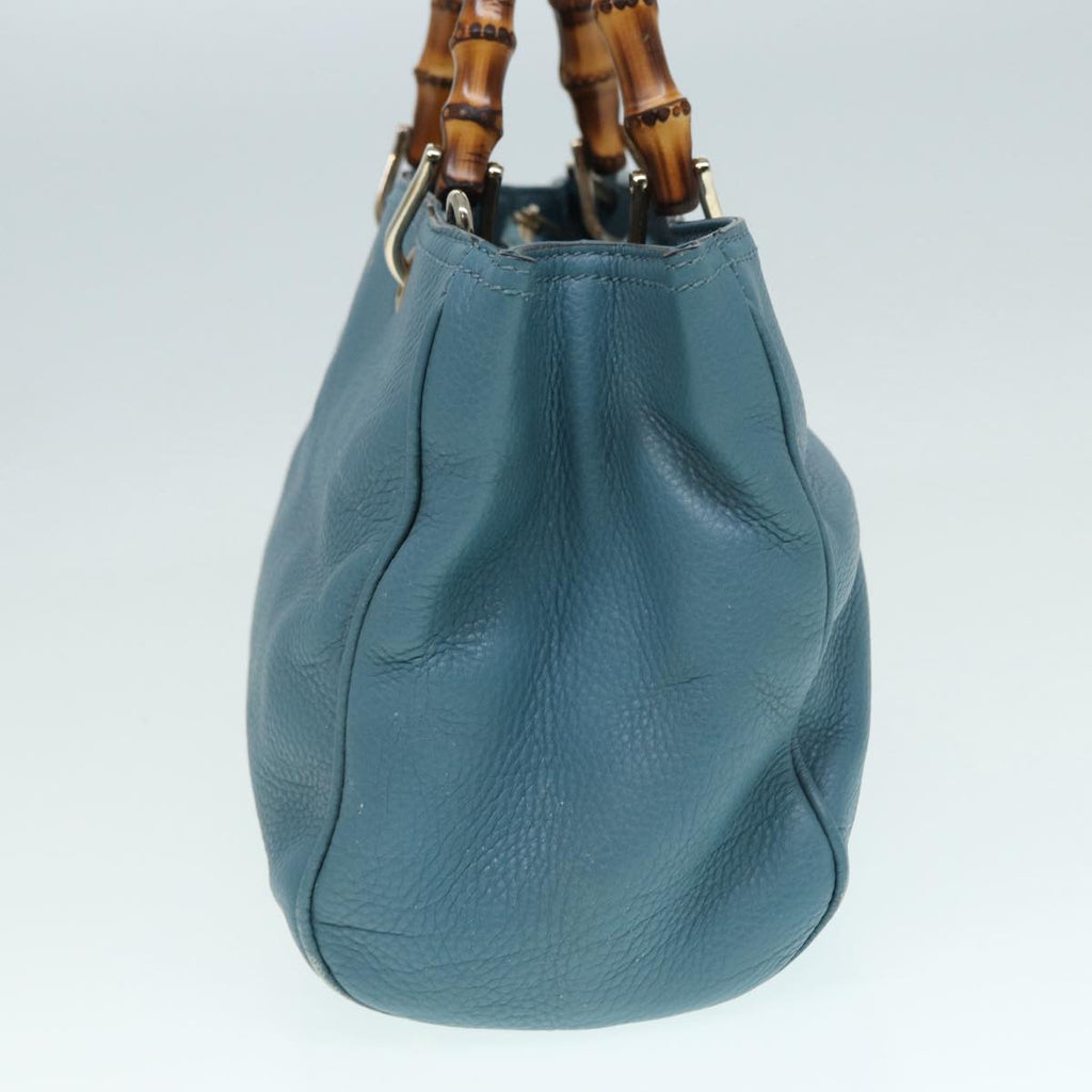 GUCCI Bamboo Hand Bag Leather 2way Blue Gold 323660 ep5409