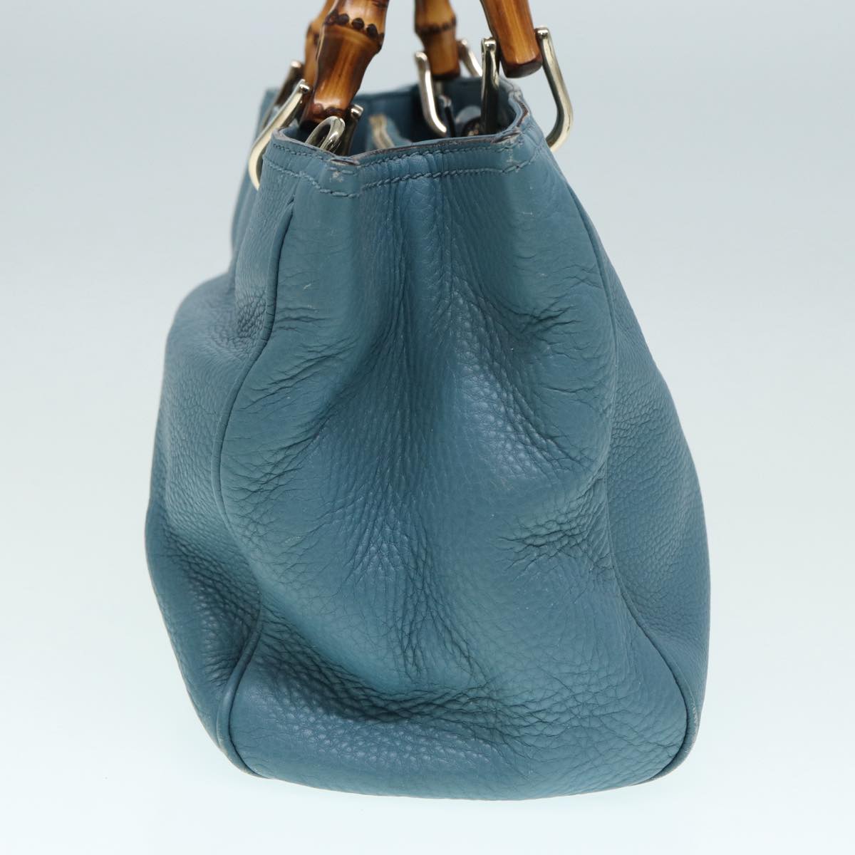 GUCCI Bamboo Hand Bag Leather 2way Blue Gold 323660 ep5409