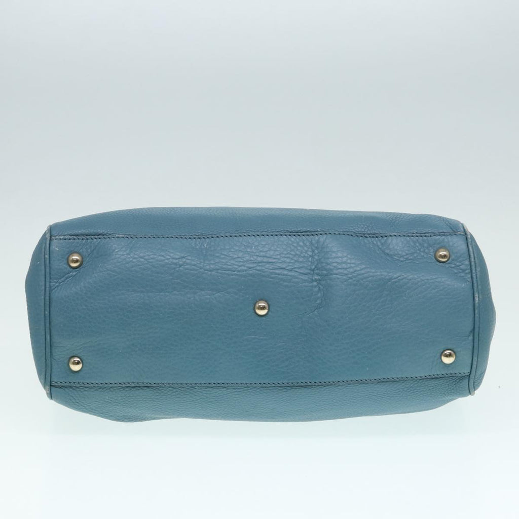 GUCCI Bamboo Hand Bag Leather 2way Blue Gold 323660 ep5409