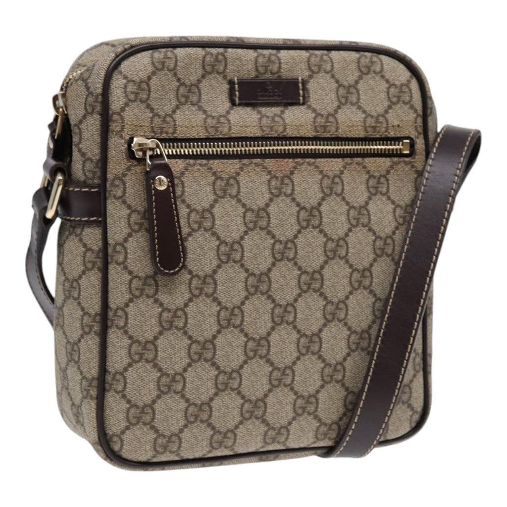 GUCCI GG Supreme Shoulder Bag PVC Leather Beige Gold 233268 ep5416