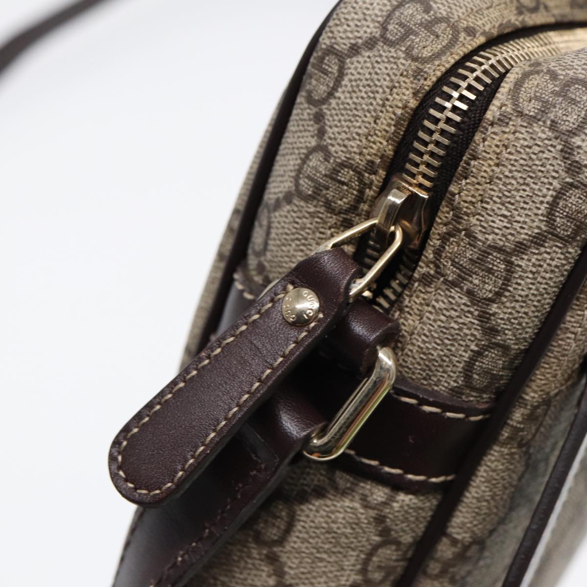GUCCI GG Supreme Shoulder Bag PVC Leather Beige Gold 233268 ep5416