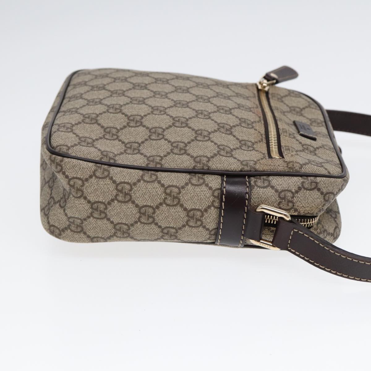 GUCCI GG Supreme Shoulder Bag PVC Leather Beige Gold 233268 ep5416