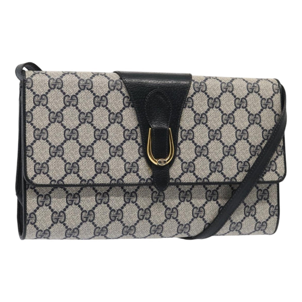 GUCCI GG Supreme Shoulder Bag PVC Leather Navy Gold 94 02 050 ep5428