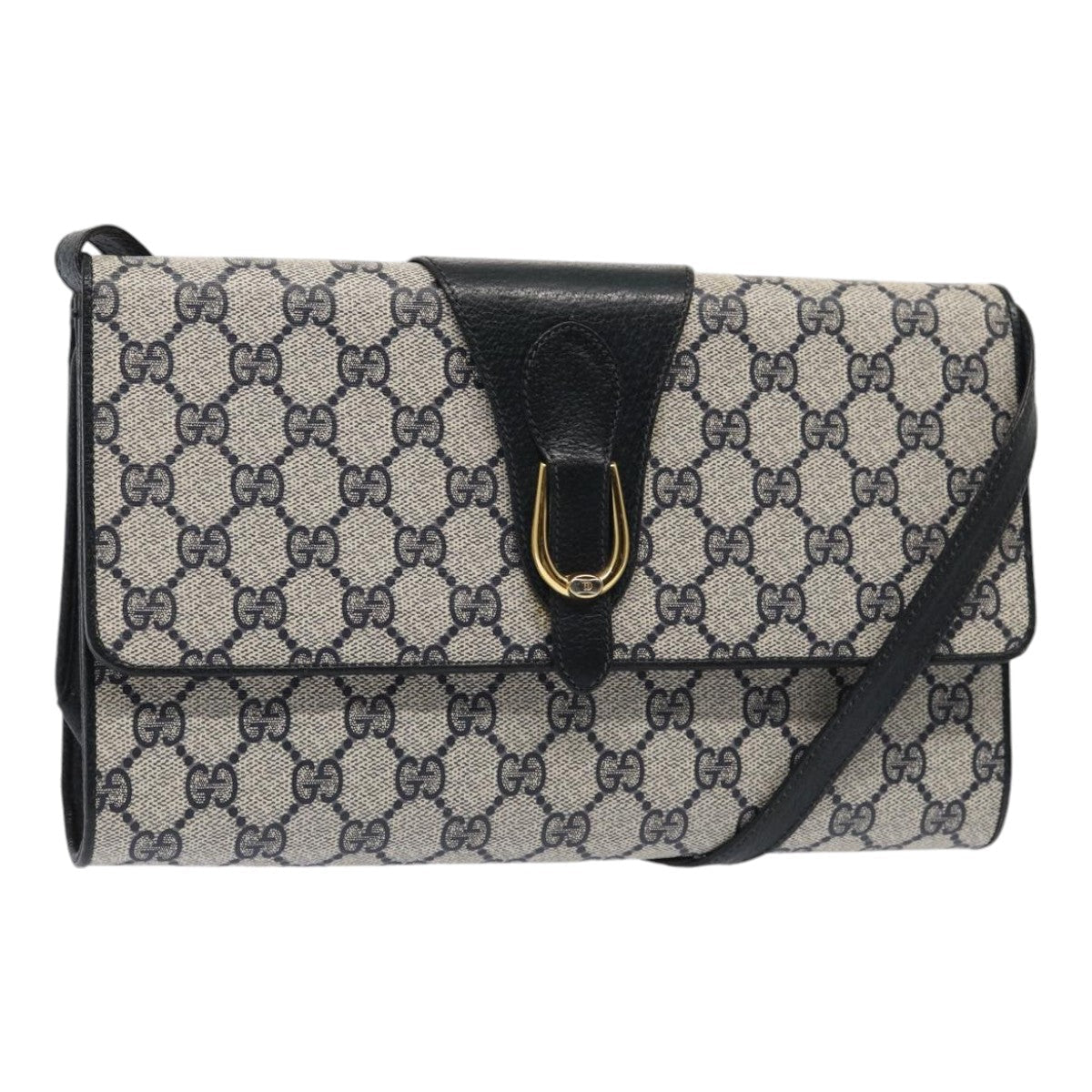 GUCCI GG Supreme Shoulder Bag PVC Leather Navy Gold 94 02 050 ep5428
