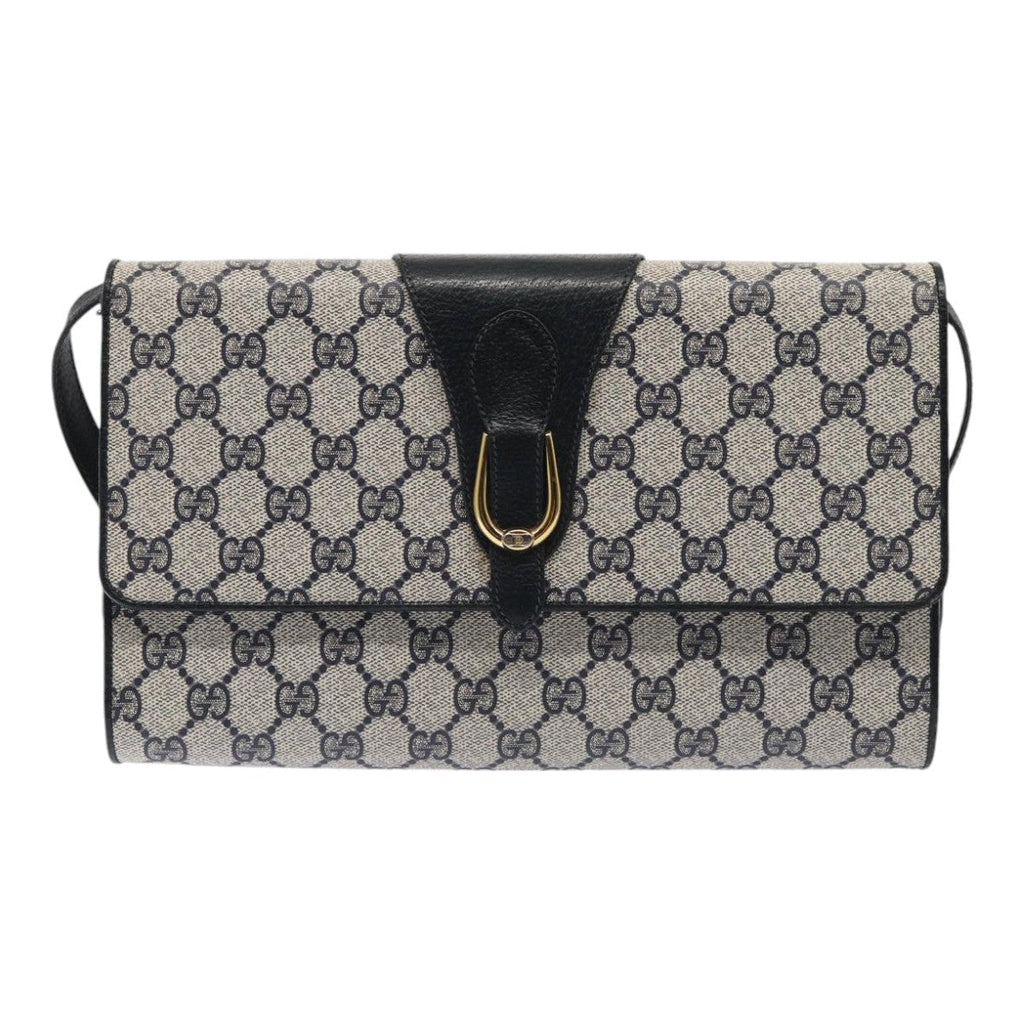 GUCCI GG Supreme Shoulder Bag PVC Leather Navy Gold 94 02 050 ep5428