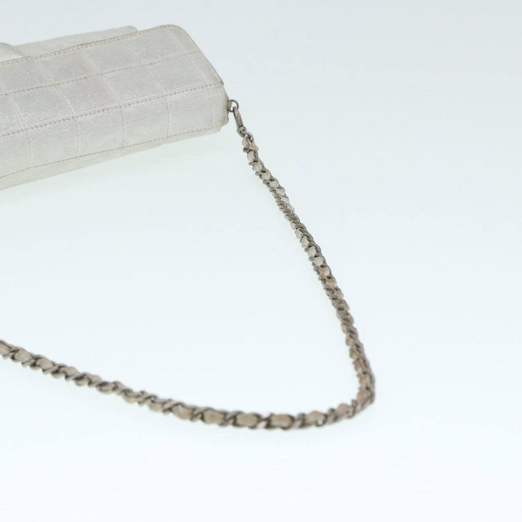 CHANEL Chain New Travel Line Shoulder Bag Nylon Beige Silver CC ep5439