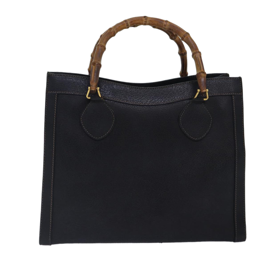 GUCCI Bamboo Hand Bag Leather Black Gold 002 123 0260 ep5446