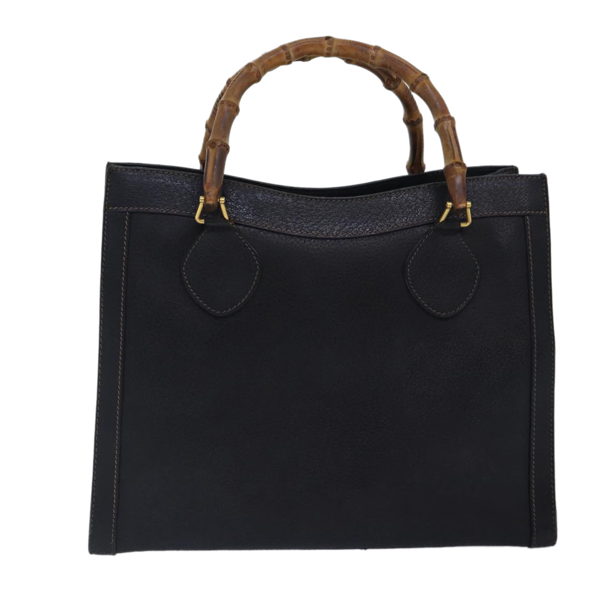 GUCCI Bamboo Hand Bag Leather Black Gold 002 123 0260 ep5446
