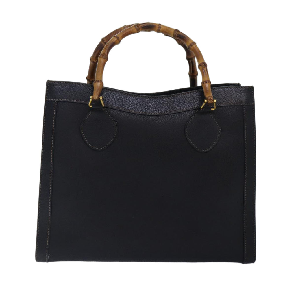 GUCCI Bamboo Hand Bag Leather Black Gold 002 123 0260 ep5446