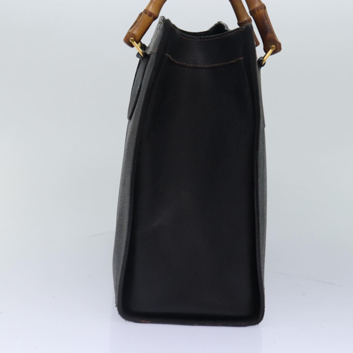 GUCCI Bamboo Hand Bag Leather Black Gold 002 123 0260 ep5446