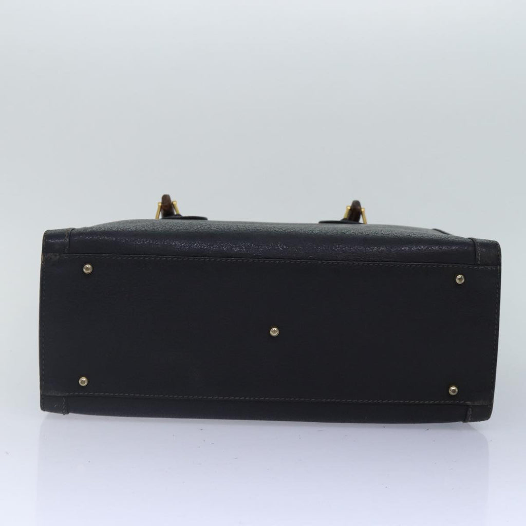 GUCCI Bamboo Hand Bag Leather Black Gold 002 123 0260 ep5446