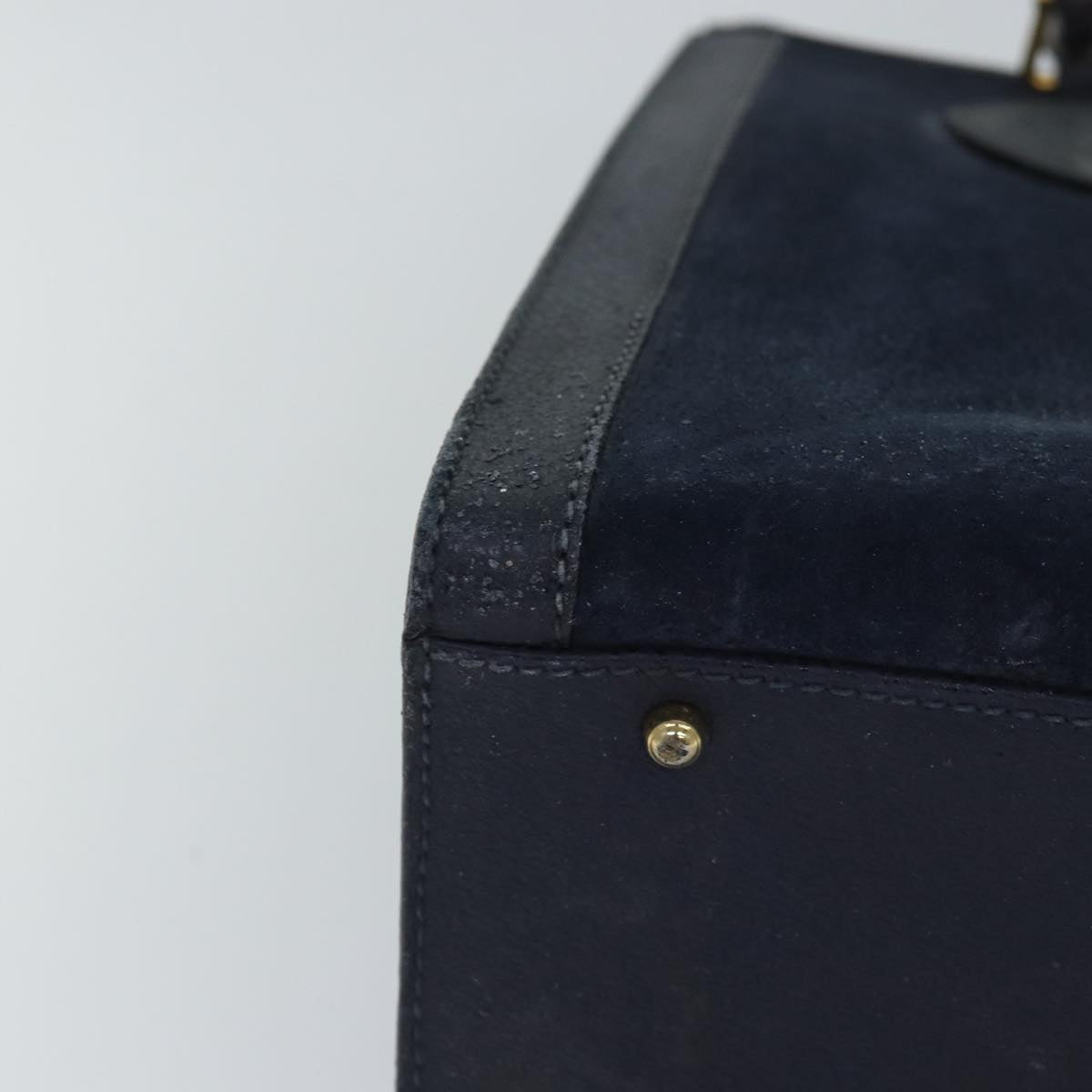 GUCCI Bamboo Hand Bag Suede Leather Navy Gold 002 1095 0260 ep5447