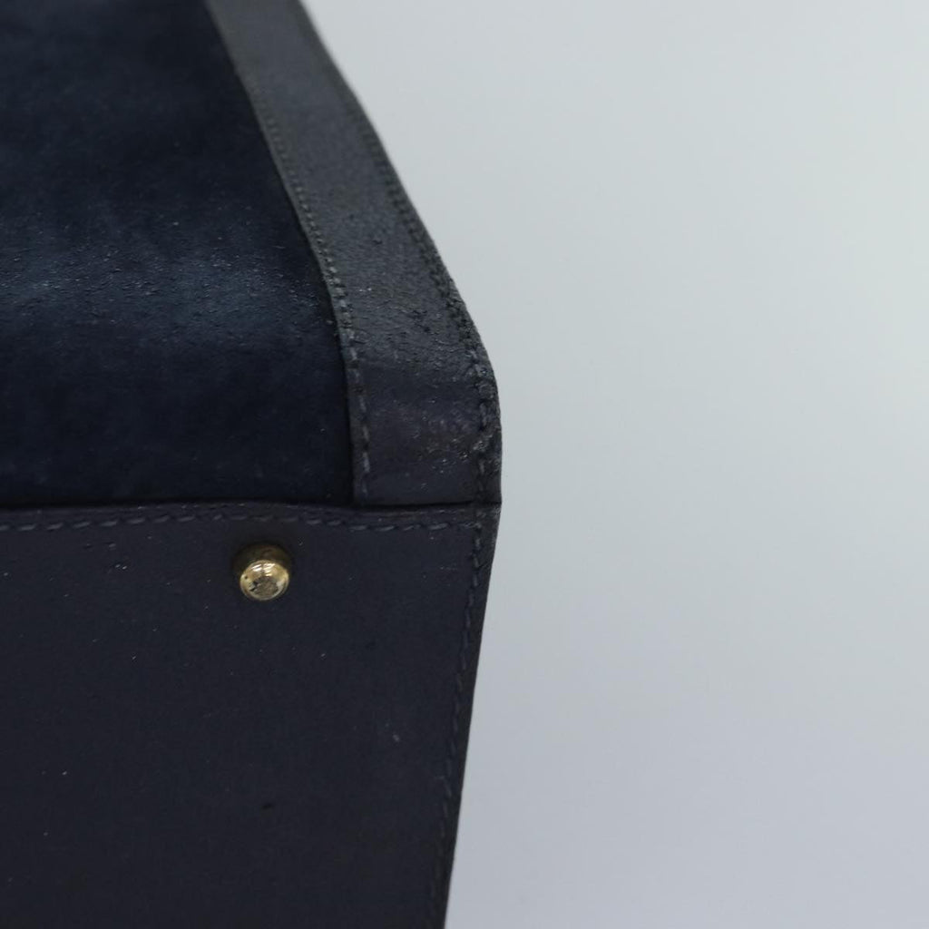 GUCCI Bamboo Hand Bag Suede Leather Navy Gold 002 1095 0260 ep5447