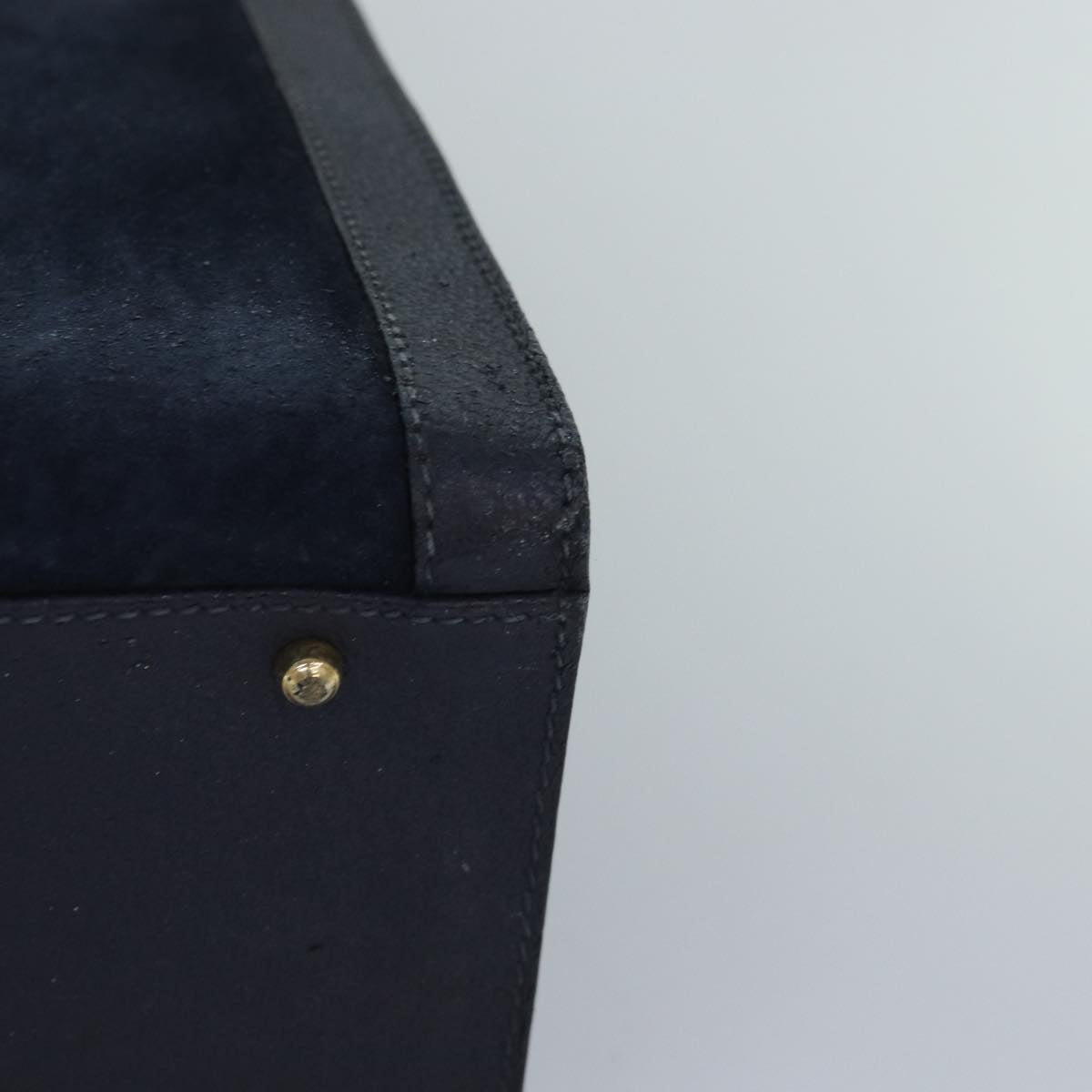 GUCCI Bamboo Hand Bag Suede Leather Navy Gold 002 1095 0260 ep5447