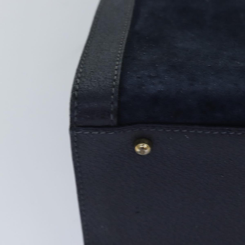 GUCCI Bamboo Hand Bag Suede Leather Navy Gold 002 1095 0260 ep5447