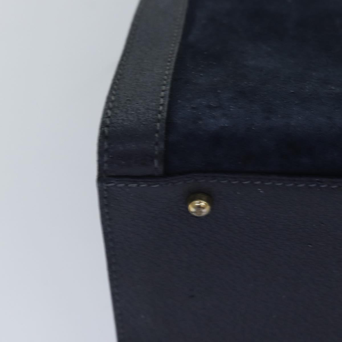 GUCCI Bamboo Hand Bag Suede Leather Navy Gold 002 1095 0260 ep5447